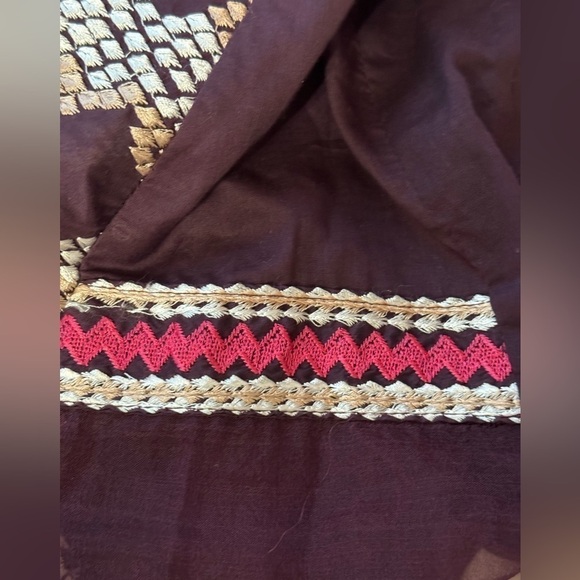 Cross Stitch Medium Kurta Dress Pima Cotton Embroidered Maroon High Neck Indian - Picture 10 of 10